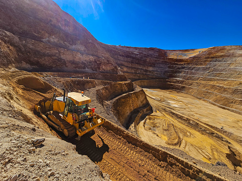 Remote controlled Dozer operating in an open pit mine